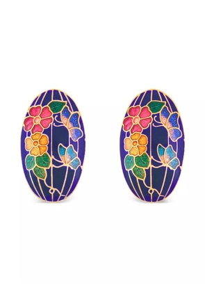 Susan Caplan Vintage 1980s cloisonné clip-on earrings - Gold