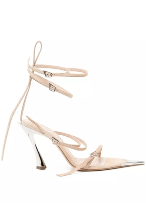 Mugler 95mm leather strappy sandals - Neutrals