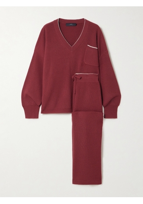 Arch4 - Partridges Ribbed Cashmere Sweater And Track Pants Set - Red - x small,small,medium,large,x large