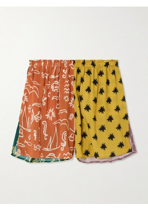 Donde Esteban - Estrellitas Printed Satin Shorts - Yellow - x small,small,medium,large,x large