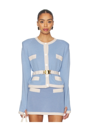 Rowen Rose Knit Cardigan in Baby Blue. Size L. Also in M, XL.