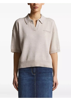 Peserico short-sleeve embellished knitted top - Neutrals