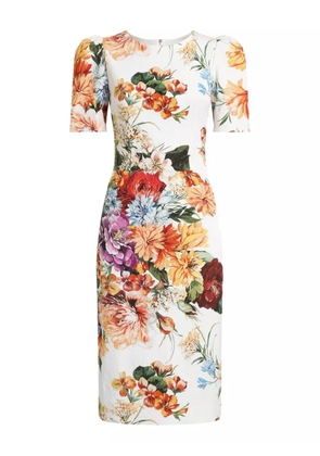 Dolce & Gabbana floral-print midi dress - White