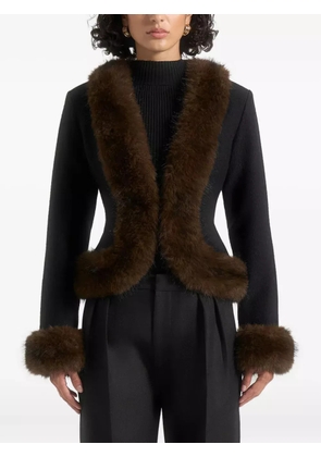Manière De Voir Lina faux fur-trim jacket - Black
