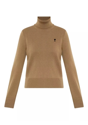 AMI Paris logo-embroidery turtleneck sweater - Neutrals
