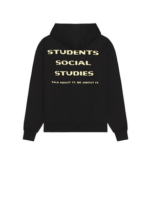 Students Golf Social Studies Fleece Pullover Hoodie in Black. Size L. Also in M, S, XL/1X.