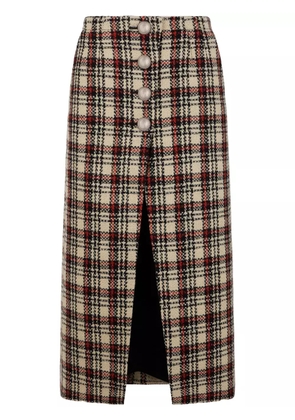 Rabanne tartan-pattern midi skirt - Neutrals