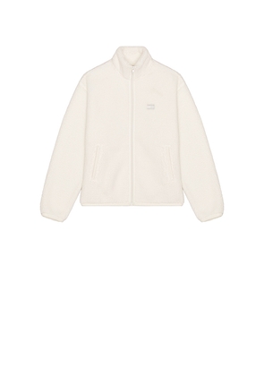 Tommy Jeans Badge Full Zip Teddy Sweatshirt in White. Size L. Also in M, S, XL/1X.