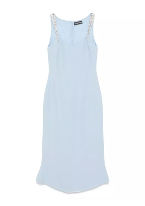 David Koma crystal claw-embroidered flounce dress - Blue