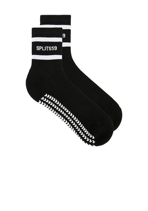 Splits59 Logo Stripe Ankle Grip Socks in Black & White.