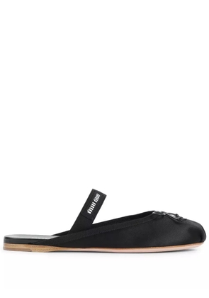 Miu Miu leather flat mules - Black
