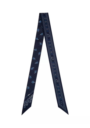 Longchamp French Bandana printed silk neck scarf - Blue