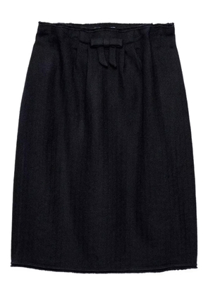 Prada bow-detailed frayed-edge midi skirt - Blue
