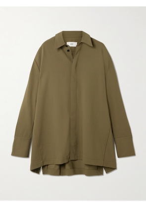 AMI PARIS - Oversized Wool-crepe Shirt - Green - FR 34,FR 36,FR 38,FR 40,FR 42