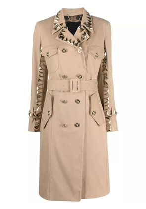 Philipp Plein studded belted trench coat - Neutrals