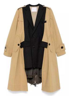 sacai panel-detailed trench coat - Brown