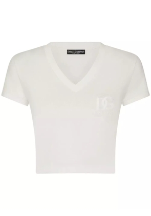 Dolce & Gabbana logo-embroidered stretch-cotton T-shirt - White