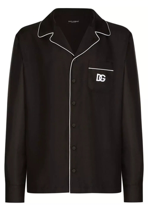 Dolce & Gabbana logo-embroidered silk pajama shirt - Black