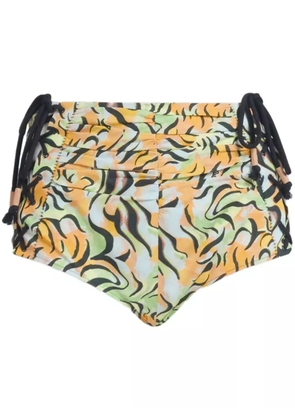 Marni graphic-print poplin mini shorts - Orange