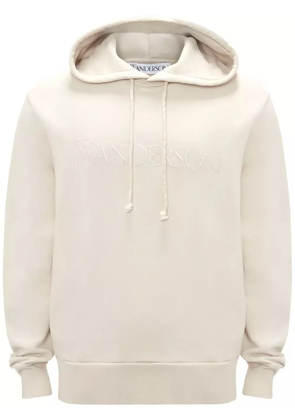 JW Anderson logo-embroidered cotton hoodie - Neutrals