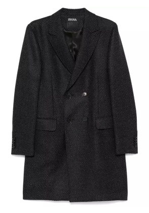 Zegna mini-check coat - Black