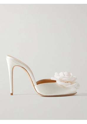 Magda Butrym - Appliquéd Satin Mules - Ivory - IT35,IT36,IT37,IT37.5,IT38,IT38.5,IT39,IT39.5,IT40,IT40.5,IT41,IT41.5