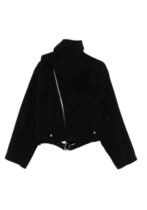 Rick Owens cropped scarf flight biker jacket - Black