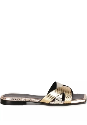 Giuliano Galiano leather slides - Gold