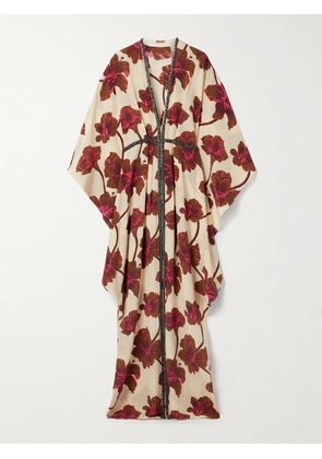 Johanna Ortiz - Hear The Wind Sing Crystal-embellished Floral-print Silk Crepe De Chine Maxi Dress - Ecru - US2,US4,US6,US8,US10
