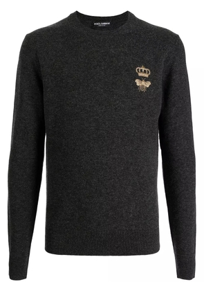 Dolce & Gabbana fine-knit embroidered jumper - Grey