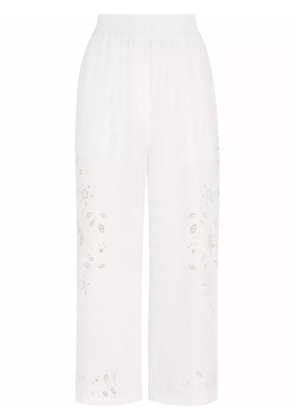 Dolce & Gabbana embroidered cropped linen trousers - White