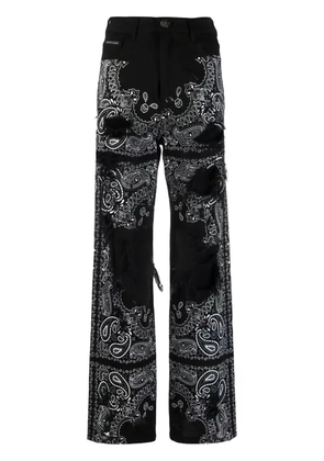 Philipp Plein ripped paisley-print jeans - Black