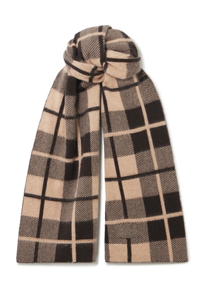 Guest In Residence - Checked Brushed Wool And Cashmere-blend Scarf - Brown - One size