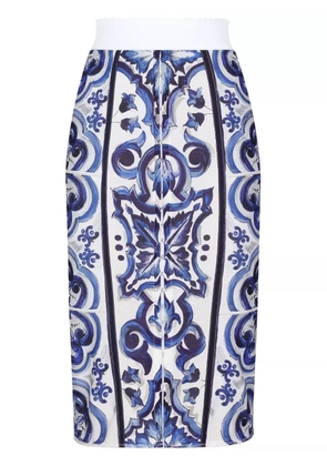 Dolce & Gabbana Majolica-print midi skirt - Blue