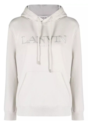 Lanvin logo-embroidered cotton hoodie - Neutrals
