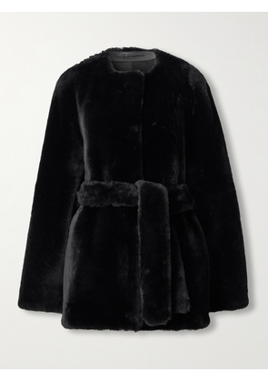 TOTEME - Belted Shearling Jacket - Black - DK30,DK32,DK34,DK36,DK38,DK40