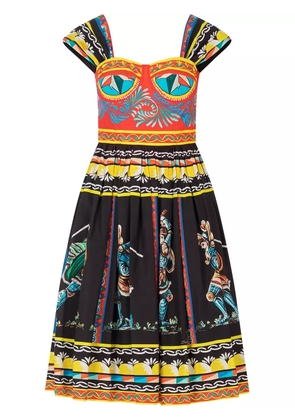 Dolce & Gabbana Carretto-print bustier midi dress - Black