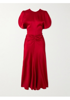 Victoria Beckham - Gathered Satin Midi Dress - UK 4,UK 6,UK 8,UK 10,UK 12,UK 14,UK 16