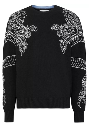 Philipp Plein Dragon-embroidered jumper - Black