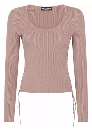 Dolce & Gabbana lace-up ribbed jumper - Brown