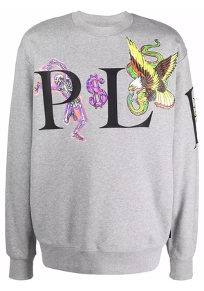 Philipp Plein graphic-print cotton sweatshirt - Grey