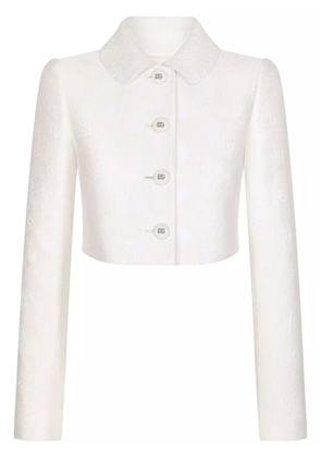Dolce & Gabbana DG-logo jacquard cropped jacket - White
