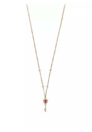 Jacquie Aiche 14K yellow gold pink tourmaline and diamond key pendant necklace
