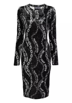 Versace Jeans Couture Chain Couture-print midi dress - Black
