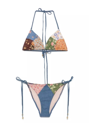 ZIMMERMANN patchwork-print bikini set - Blue