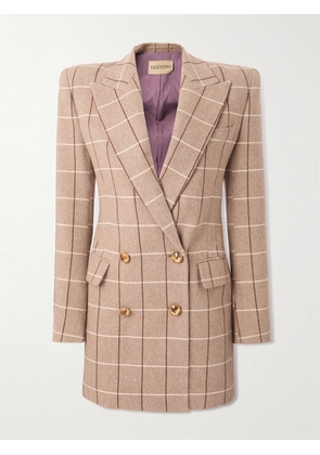 Valentino Garavani - Double-breasted Checked Wool Blazer - Brown - IT38,IT40,IT42,IT44,IT46
