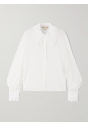 Valentino Garavani - Ruffled Silk-crepe Shirt - White - IT36,IT38,IT40,IT42,IT44,IT46,IT48