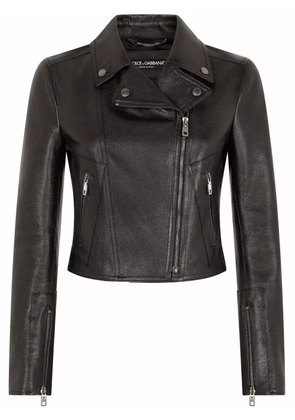 Dolce & Gabbana cropped leather jacket - Black