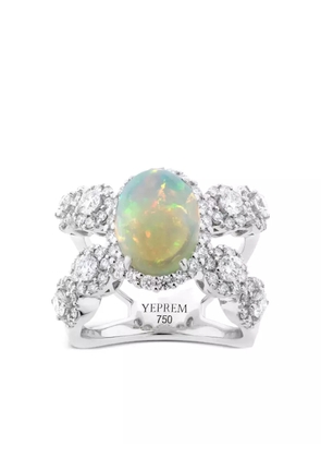 Yeprem 18K white gold X diamond and opal ring - Silver