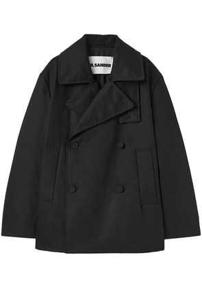 Jil Sander double-breasted cotton coat - Black